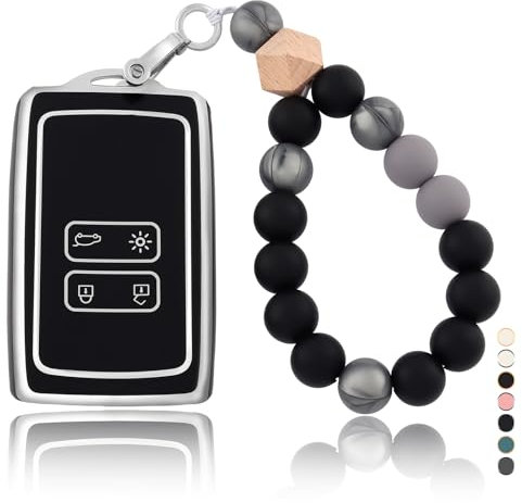 OFF WE GO Car Key Case Key Cover for Renault Dacia Duster Captur Kadjar Espace Megane Kangoo Arkana Arcan Key Cover with Key Fob Key Protection Case Black Silver