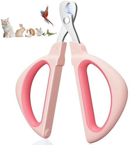 Euqvunn Cat Nail Clippers, Professional Cat Claw Clipper with Safe Positioning Hole, Pet Nail Clippers Suitable for Rabbits, Guinea Pigs, Birds, Puppies, and Small Animals (Pink)