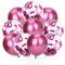 Metallic Luftballons Rosarot,10 Stk Konfetti Rosa Luftballons Geburtstag, Pink Latex Helium Ballons, Konfetti Balloons für Mädchen Geburtstag, Boho Hochzeit, Babyparty, Brautparty, Jubiläum Dekoration