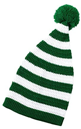 Nicoxijia Lustige Weihnachtsmütze für Erwachsene, gestrickte Weihnachtsmannmütze, Elfenmütze, Weihnachtsmütze für Damen und Herren, Weihnachtsmützen für den Winter (B-Grün, Kinder)