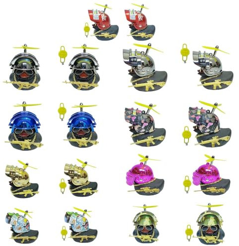 Yulokdwi Ente fürs Auto,Auto-Enten fü Armaturenbrett,Enten-Spielzeugauto-Ornamente mit Propellerhut | Fahrrad-Entenhupe, Motorrad-Lenker-Ente, Auto-Armaturenbrett-Dekorationen, passend für Fahrrad,