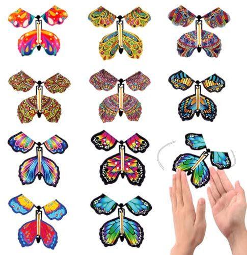 IKOPFLN 10 Stück Fliegende Schmetterlinge, Magische Schmetterling Spielzeug Magic Flying Butterfly Card Wind up Butterfly Toy, Kinderspielzeug Schmetterling Karte für Hochzeit Valentinstag Deko
