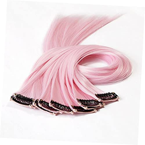 Beavorty Extensions De Cheveux Raides à Clipser Couleur Rose Clair 10 Pièces Synthétiques Légères Pour Femmes Usage Quotidien Clips Faciles