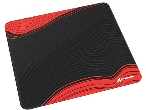 LexonElec x ATTACK SHARK Medium Gaming Mouse Pad, Superfine Fiber Desktop Pad, 17.72 * 15.75 * 0.16inch, Non-Slip Rubber Base, Optimised for Gaming Sensors, Waterproof Mouse Mat for E-sport-Black/Red
