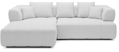 DomoHome Avangarde Ecksofa Moderne Eckcouch mit Verstellbarer Sitztiefe Wasserabweisendem Aragon-Stoffbezug und Hochwertiger Polsterung Linkes Layout 182x285x86cm Weiß