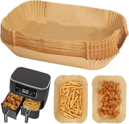 200Pcs Air Fryer Liners for Ninja Dual, Air Fryer AF300UK AF400UK Accessories, Disposable Airfryer Parchment Paper Liners, Compatible with Ninja, Salter, Tower and Other Dual Zone Fryers