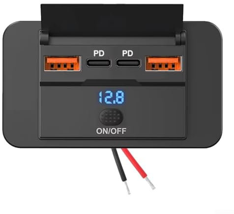 Zilimontt Prise de charge USB 12 V pour camping-car - Avec 4 ports et double PD3.0 - Pour une performance rapide de 60 W - Adaptateur d'alimentation de prise de chargeur de voiture de type C