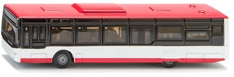 Siku 1688, Neoplan Linienbus Feuerwehr, Metall/Kunststoff, Weiß, Spielzeugbus für Kinder, Flammende Aufkleber, Feuerwehr-Look