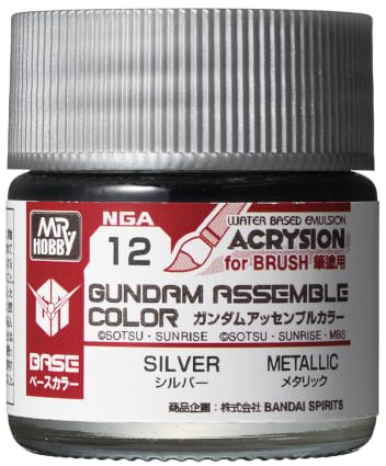 GSI Creos Mr. Hobby NGA12 Gundam Assemble Color Silver, Acrylfarbe, Modellbaufarbe, Silber, metallisch, wasserbasiert, 10 ml