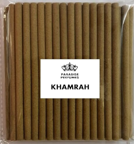 Khamrah Natural Arabian Incense Dhoop Sticks, Charcoal-Free, Turkish Rose, Moroccan Saffron, Cambodian Agar Oud Oil, Amber, Black Musk & Sandalwood Scent