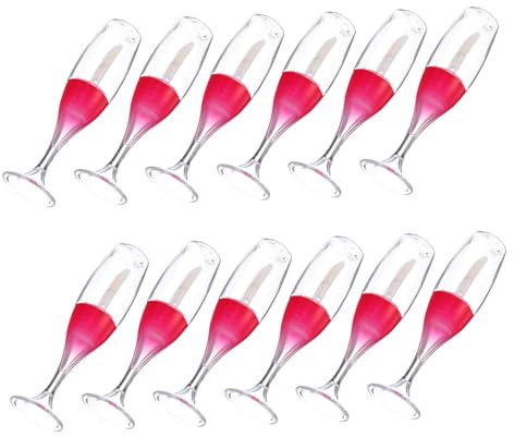 HEATSHAKING Lot De 12 Tubes De Brillant En Plastique Miniatures Forme Verre à Vin 8ml Rechargeables Légers Pour Maquilleurs Professionnels Et Débutants Usage Échantillons Et Créations Diy