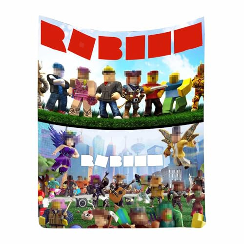 ZXHBPPBF Cartoon Kuscheldecke, Roblx Decke 150cm x 130cm, Sofadecke mit deinem Lieblings-Spieldesign, Kuschelige Microfaser Decke für Zocker & Gamer