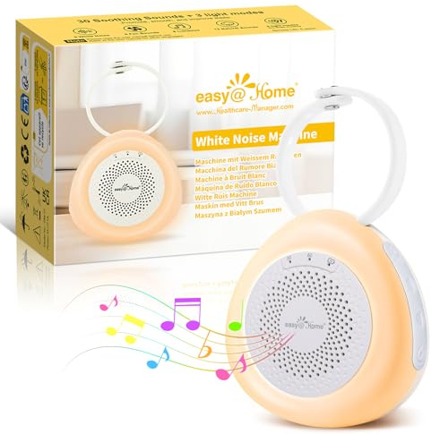 Easy@Home Máquina para ruidos blancos portátil con 30 sonidos relajantes, temporizador automático y luz nocturna | Ideal para bebés y adultos, generador de ruido blanco para dormir y relajarse