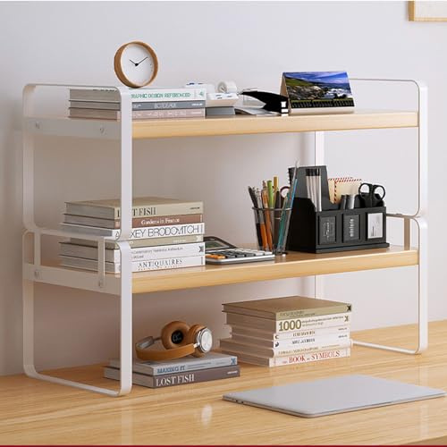 CADEHUB Modernes Mini-Regal für den Schreibtisch, Büro-Organizer, Holz-Schreibtischregal, Ablagefläche, Schreibtisch-Organizer und Zubehör für den Schminktisch im Homeoffice White + Wood 2nd Floor