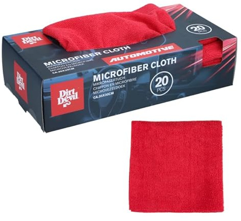 Dirt Devil Mikrofasertücher Auto 20 Stück - Reinigungstücher und Putztücher - Mikrofasertuch - Putzlappen 30x30 cm - Rot