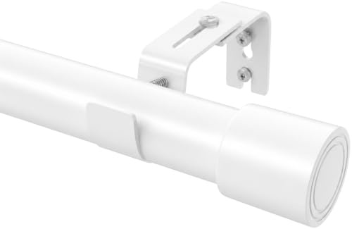 Vorhangstange Weiß Gardinenstange Verstellbar Gardinenstangen 25 mm Durchmesser Gardinenstange 2m für große Fenster, Offene Wohnbereiche, Helle Räume, 84-220 cm