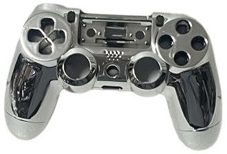 OUTLETISSIMO® Scocca Completa di Ricambio per Controller PS4 - Compatibile con Versione V2 (JDM-040/050/055) - Argento Chrome