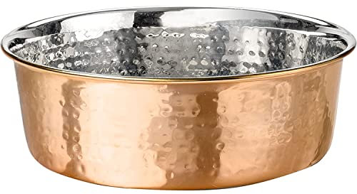 Neater Pet Brands Hammered Copper Finish Pet Bowl - Deluxe Luxury Style Dog Bowl (Large)