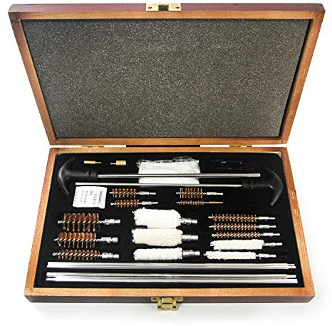 GUGULUZA, kit universale di accessori in alluminio per la pulizia di pistole e fucili, con custodia in legno