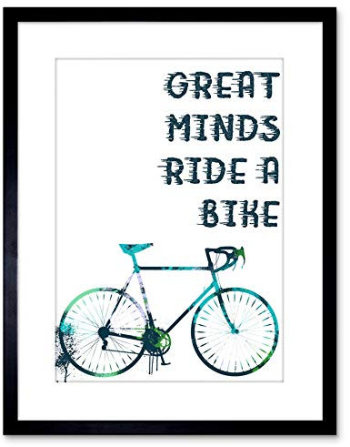 Wee Blue Coo LTD Cycling Quote Print - Great Minds Ride A Bike 9x7 In Framed Art Poster F97X13984