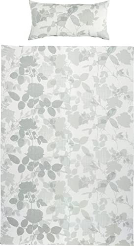 Erwin Müller Bettwäsche Edelflanell hellgrau-weiß Größe 1x 135x200 cm + 1x 80x40 cm
