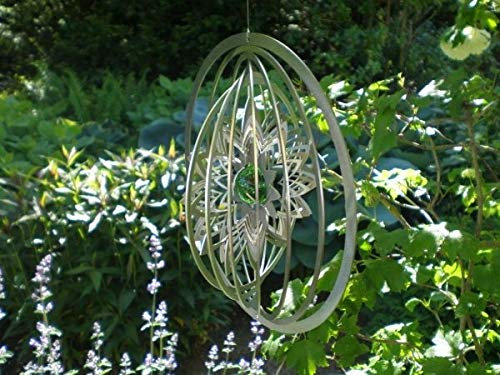 Manufaktur-Lichtbogen Edelstahl Windspiel Kreis Blume - Gartendeko