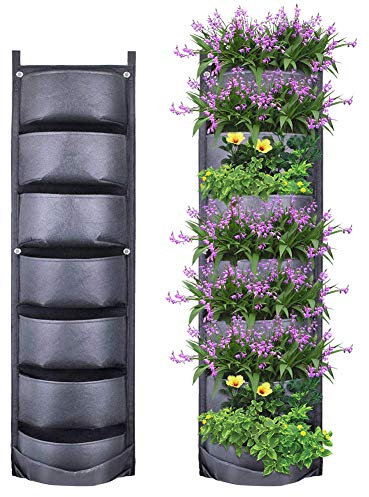 Yuccer Fioriera Verticale da Parete 7-Pocket Giardino Verticale Vaso Verticale da Parete per Piante da Giardino Verticali, Fiori (Nero)