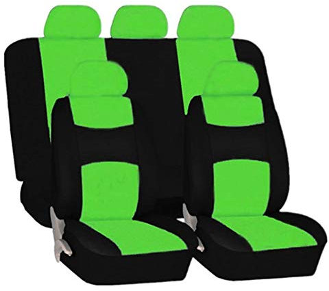 Sitzbezüge Auto Schonbezüge universal Größe, mit Lenkradbezug und Gurtpolster, Sportlich, Universal Schonbezüge für Auto Sitzbezug Sitzschoner Autositzbezug,Grün