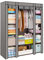 Trintion Fabric Canvas Wardrobe Cloth Wardrobes For Bedroom Clothes Storage Organiser with Hanging Rail Storage Cupboard Unit for Bedroom Living Room,Bedroom Storage, (Gray)