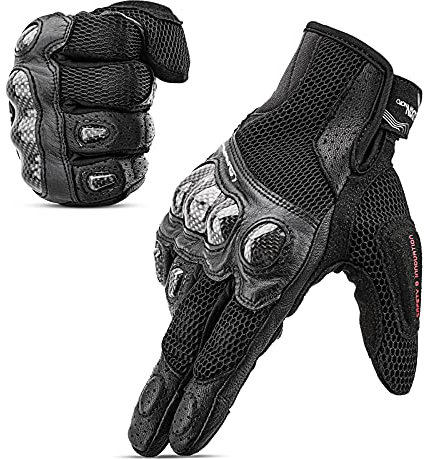 LEXIN Herren Handschuhe, Sommerhandschuhe Touchscreen, Sport Handschuhe für Motorrad, Motorcross, Fahrrad, Mountainbike, Paintball(046 Schwarz, XL)