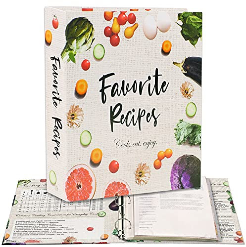 Recipe Binder 3-Ring A4 Kit with 12 Dividers, 32 Labels, 25 Plastic Sleeves & 25 Recipe Pages. Store Your Printed Recipes & Create Your Own Favorite Recipes Book. Cute DIY Cookbook Set
