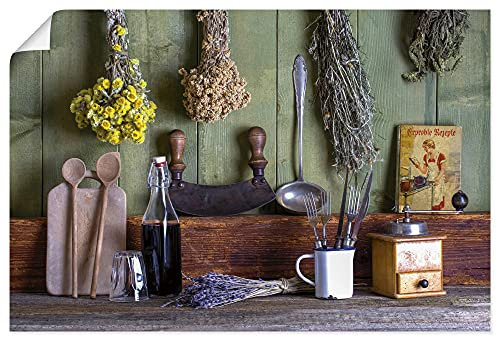 ARTLAND Wanddeko Poster & Kunstdrucke Wandposter 60x40 cm Querformat Küchenbilder Kräuter Rustikal Landhausstil Küche U1XQ