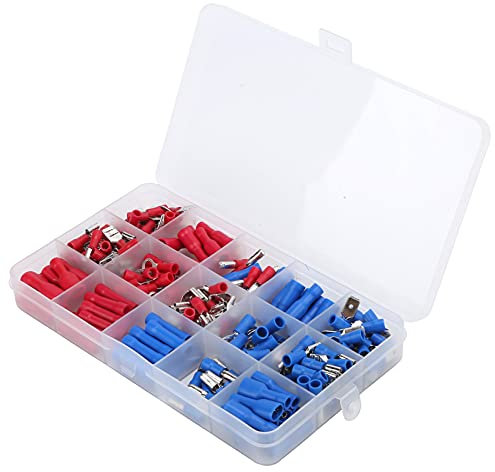 200pcs Kabel-Crimp-Steckverbinder-Set Ring Kaltgepresste Isolierte Elektrische Stoßverbinder-Kit PVC-O-Typ-Klemmenblock Terminal, Terminals