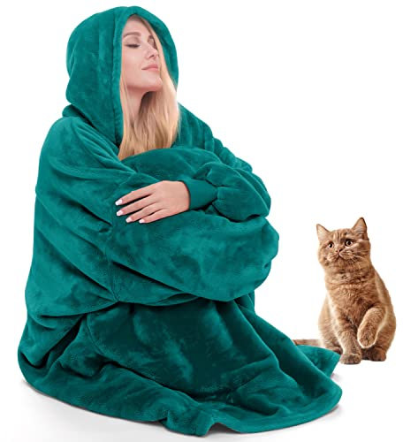 Daverose Hoodie Decke mit Ärmeln und Kapuze Damen, Decken Hoodie Damen, Superweiche und Warme Flanell Kuscheldecke mit Ärmeln, Oversized Blanket Hoodie als Geschenke für Herren Damen