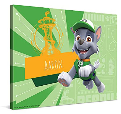 PICANOVA – PAW Patrol Rocky Leinwandbilder – 80x60cm – Leinwand Premium – Personalisierte Wandbilder – Kinder-Geschenk Leinwanddruck – PAW Patrol Kollektion