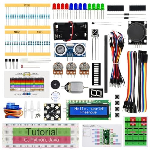 Freenove Super Starter Kit for Raspberry Pi Pico 1 2 W (Not Included), 588-Page Detailed Tutorial, 175 Items, 94 Projects, Python C Java Code