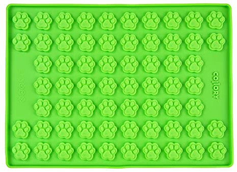 Collory Medium Pfoten (3cm) Silikon Backmatte, Hunde Tatzen, Backform für DIY Hundekekse und Leckerlis, Knochenbackform, Pralinenform, Schokoladenform, Antihaftend und Lebensmittelecht (BPA-Frei)