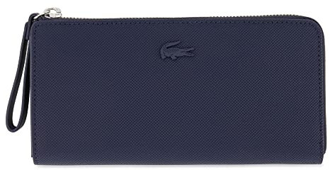 Lacoste Damen Portemonnaie Slim Zip Wallet,Lederimitat (100% PU),19x10x3cm, Geldbörse Geldbeutel,DUNKELBLAU (021),Einheitsgröße (One Size)