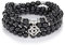 Keltische Geschenkideen 108 Mala Stein Perlen Armband Kristall Halskette mit Unendlichkeitsknoten Glücksbringer (Schwarzer Onyx-Achat (Black Onyx Agate))