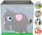 Flöckchen Kinder Aufbewahrungsbox | Premium Spielzeugkiste für Kinderzimmer I Spielzeug Box (33x33x33) bringt Ordnung ins Kallax Regal I Kinder Motiv (Emilia der Elefant Grau)