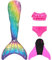 NAITOKE meerjungfrauenflosse mädchen Badeanzug - Meerjungfrau Flosse Bademode mit Bikini Set und Monoflosse Mermaid Tail, 4 Stück Set, XQSAL,120