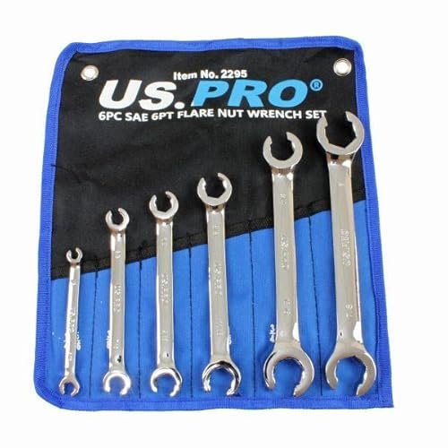 US PRO Tools 2295 Lot de 6 clés à écrou évasé SAE impérial 6 pts pour tuyau de frein