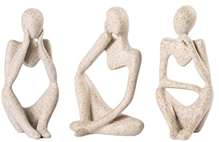 BMLCGJ Denker Statue Gold Dekor Abstrakte Kunst Skulptur Goldene Harz Sammlerstück Figuren für Zuhause Wohnzimmer Büro Regal Dekoration, tolle Geschenkideen (Sandstein)