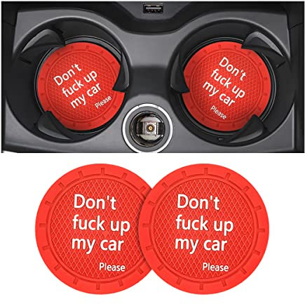 8sanlione 2 Pack Car Cup Holder Coasters, 2.75 Inch Non-Slip PVC Insert Cup Coaster, Anti-Scratch Auto Cup Mats for Women Men, Vehicle Interior Accessories Universal for Car, SUV, Truck (D Red/2PCS)