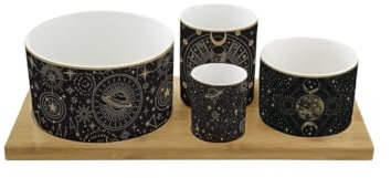 Set Aperitif 4 COUPELLES en Porcelaine sur Plateau Bambou Celeste
