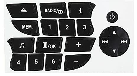 Auto-Tasten-Reparatur-Aufkleber, CD-Radio, Audio-Tasten-Reparatur-Aufkleber für Twingo, für Renault Clio Megane 2009–2011