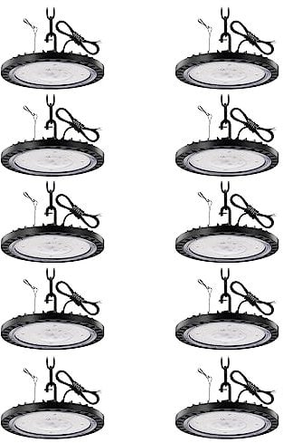 10 Pack LED Werkstatt Deckenleuchte UFO 100W Hallenleuchte Strahler Kronleuchter Hallenstrahler Hallenbeleuchtung Werkstattbeleuchtung Kaltweiß 6500K Abstrahlwinkel 120°