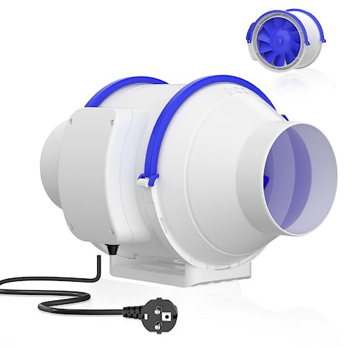Hon&Guan Rohrventilator 100mm, Rauchabzug Rohrlüfter Leise mit EU- Stecker, Inline-Kanalventilator für Badezimmer, Büro, Wachstumsräume, Fabrik und Lasergraviermaschinen