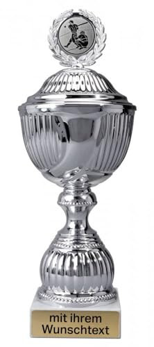 Deitert Pokal 12er Serie in Silber - 30cm Trophäe mit Wunschtext graviert und Sportemblem nach freier Auswahl - Sportpokal mit Marmorsockel für Ihre Siegerehrung 59180