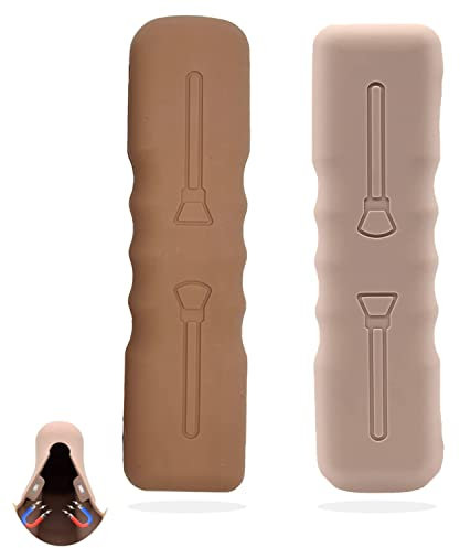 2 Pcs Silicone Makeup Brush Cover, Travel Makeup Brush Holder, Portable Cosmetic Face Brushes Holder, Silicone Makeup Brush Organiser, Waterproof Eco-Friendly, for Travel (Khaki,Coffee)